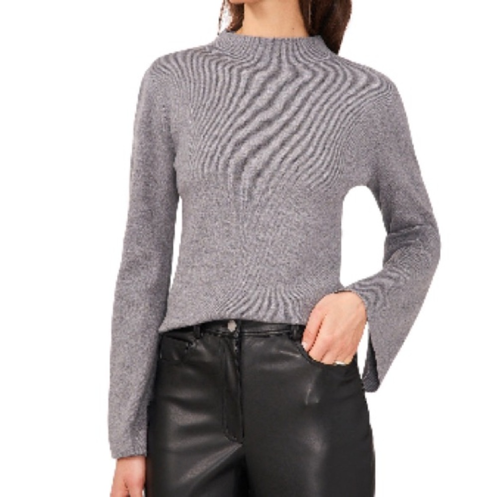Halogen Funnel Neck Gray Women's Sweater - AK
